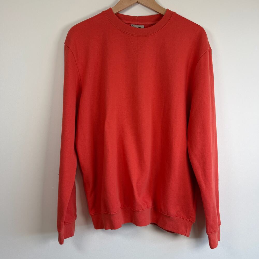 Scandia Woods Crewneck Sweatshirt Blank Pullover Fleece Coral Orange Size Large